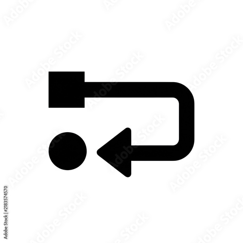 фотографія Black undo arrow icon on transparent background representing action reversal or previous step functionality