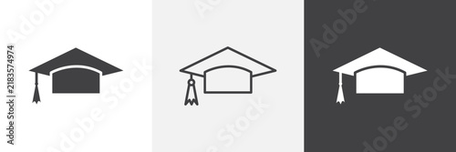 Foto Education icon flat outline in black