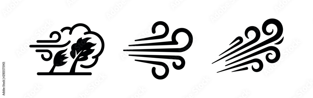 Fototapeta premium Wind and Storm Weather Icon Set