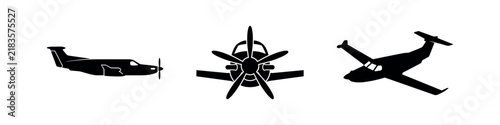 Fotografie Turboprop Aircraft Silhouette Set
