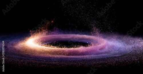 Swirling nebula cloud illuminated by bright central core, cosmic dust