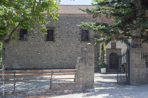 Quadro su tela Entrance to the old orthodox Christian church (Evrytania, Greece) close-up