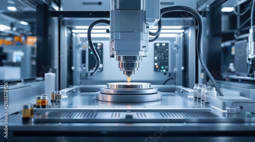 Precision automated robotic dispensing and micro fabrication machine in cleanroom laboratory