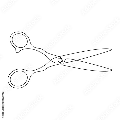 Continuous line drawing of open scissors shears minimalist tailor tool vector illustration