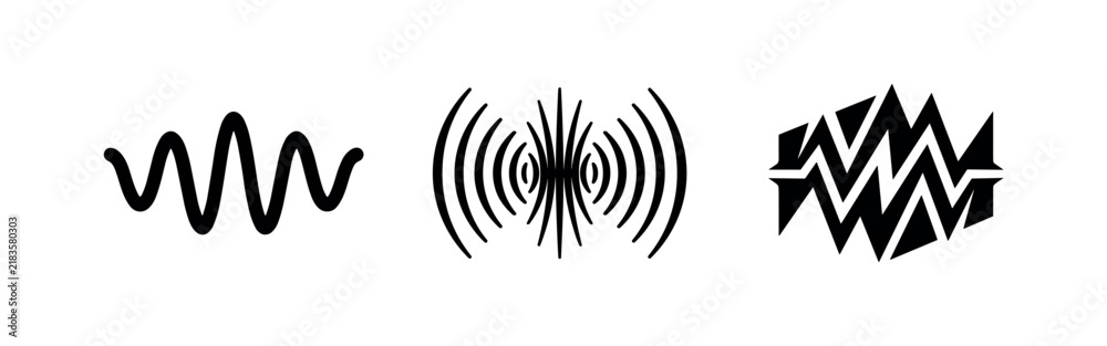 Fototapeta premium Sound Wave Oscillation and Audio Signal Icons