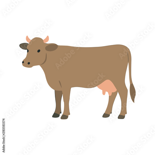 Brown Cow Side View Illustration