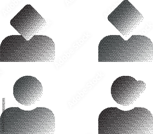Retro Halftone Dot User Profile and Person Icons Set