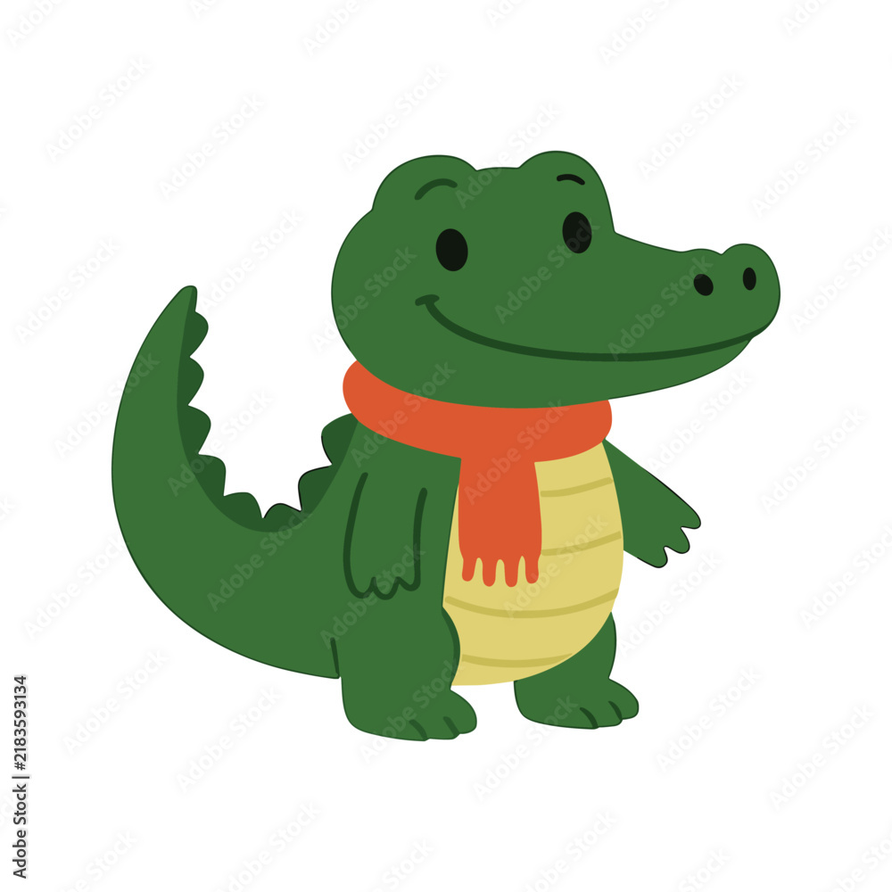 Obraz premium Cute Alligator Wearing a Scarf