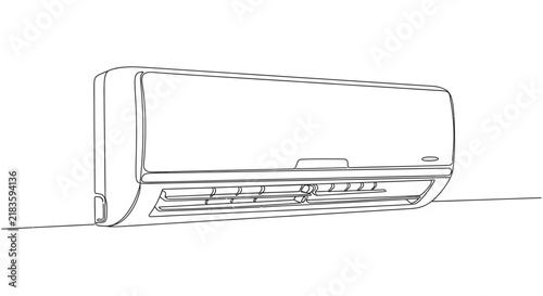 Line drawing of an air conditioning unit on a white background
