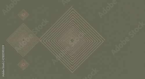 Concentric Square Pattern: An abstract composition featuring a series of nested squares, creating a sense of depth and optical illusion on a muted background.