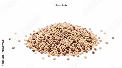 Macro Studio Photograph of White Quinoa Seeds Isolated on White