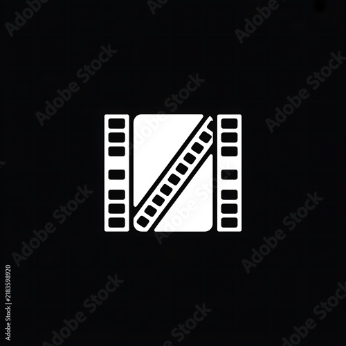 White film strip icon on a black background