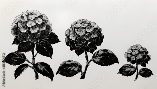Elegant Branch with Leaves and Flowers Botanical Vector Illustration, Vintage Floral Ornament, Hand Drawn Nature Plant Design for Seamless Pattern, Wallpaper and Decorative Art