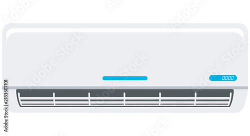 Wall mounted air conditioner with digital display flat vector illustration on white background