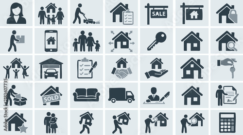 Real Estate and Housing Services Vector Icon Set