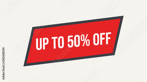 Red Up To 50% Off Sale Banner Discount Promotion Label