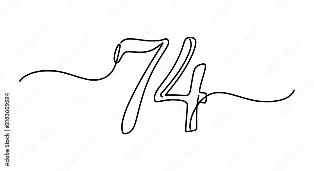 Obraz premium Continuous Line Art Number 74 Isolated on Transparent Background