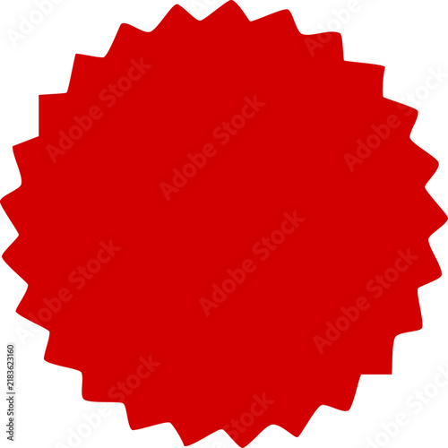 Red starburst sticker badge isolated on transparent background