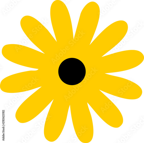 Yellow flower daisy vector icon isolated on transparent background