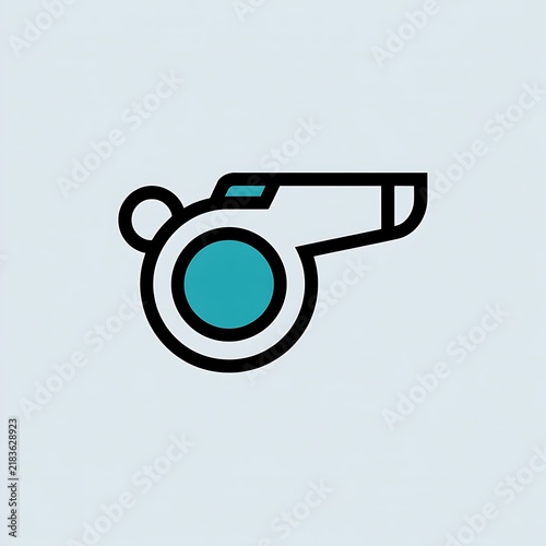 Blue whistle icon for sports referee or coach