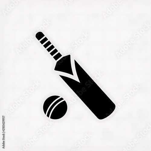 Black cricket bat and ball icon vector illustration