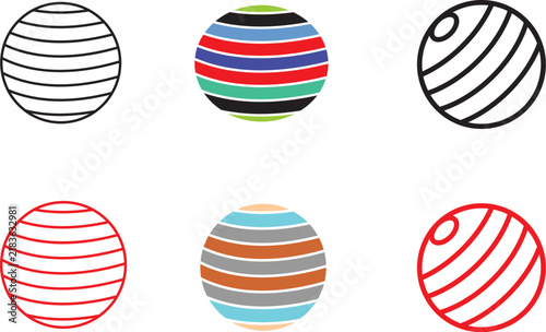 Abstract striped globe and planet sphere vector logo templates set