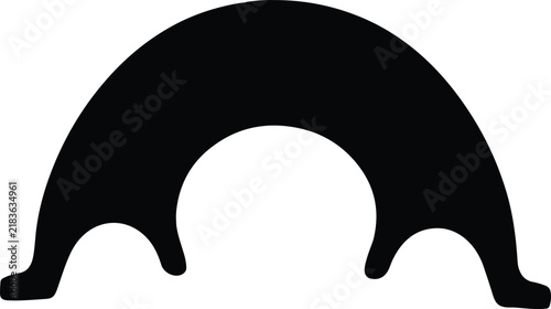 Abstract Silhouette Icon of a Double Arc or Bridge Symbol on Transparent Background