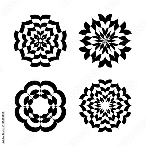 Set of Round Decorative Radial Design Elements.