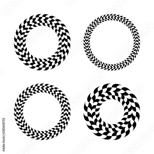 Rotation Movement in Circle Design Elements with Optical Illusion Effect. Set of Round Frames. 