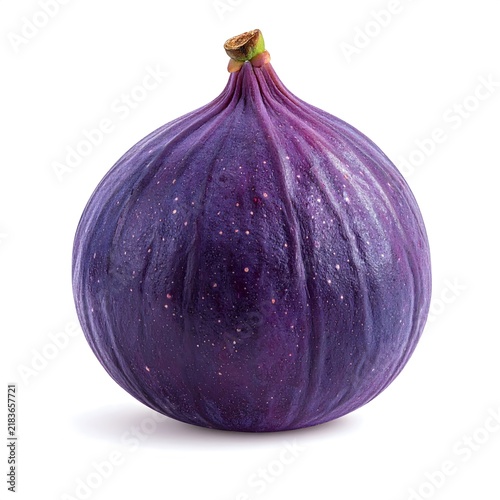 Fresh Ripe Whole Purple Fig Fruit Isolated on White Background