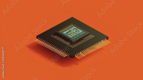 Obraz na płótnie AI chip technical illustration, artificial intelligence processor for tech promotion and technical presentation