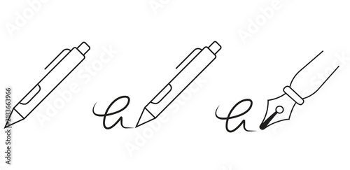 Premium Pen and Write Icon Vector Illustration – Modern Writing Tool Symbol, Ballpoint Pen Sign, Editable Office Stationery Icon, Education and Business Communication Design Element Isolated on White