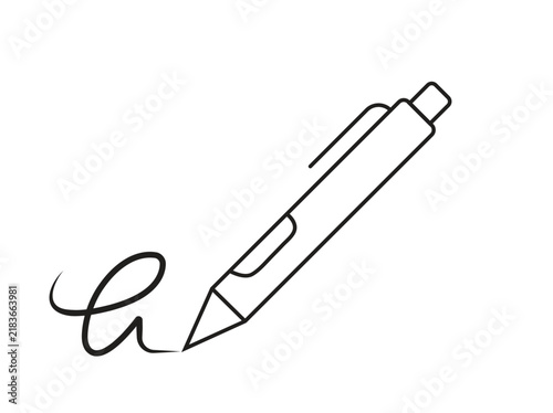 Premium Pen and Write Icon Vector Illustration – Modern Writing Tool Symbol, Ballpoint Pen Sign, Editable Office Stationery Icon, Education and Business Communication Design Element Isolated on White