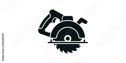 Fotografie Black circular saw power tool icon symbol vector on transparent background