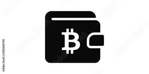 Fotografie Bitcoin wallet black flat vector icon representing digital asset storage