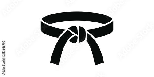 Bild auf Leinwand Karate belt flat icon black accessory for martial arts training grading