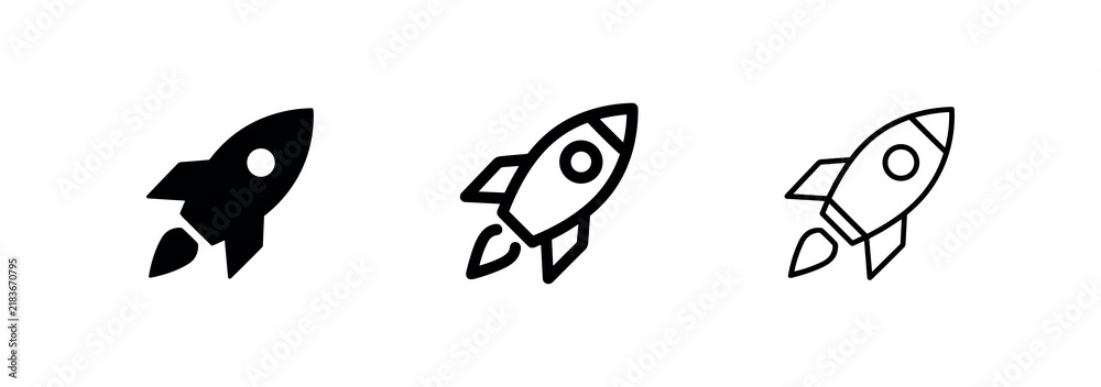 Fototapeta premium Rocket launch icons for startup and space mission