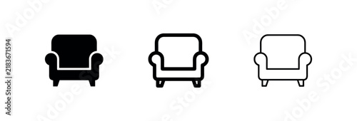 Bild auf Leinwand Comfortable Armchair and Home Furniture Icons