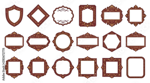 Ornate Vintage Frames Collection Isolated on Transparent Background