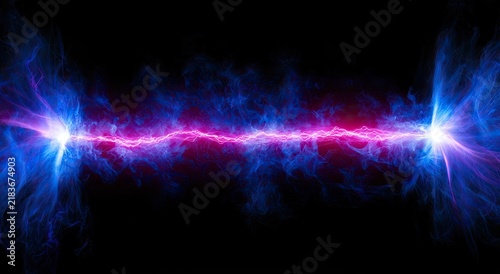 Vibrant electrical discharge arcs across a dark void, radiating energy