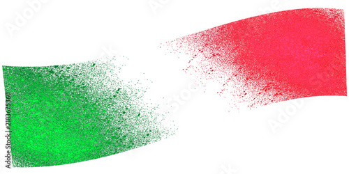 Italian flag spray paint effect, green white and red tricolor brush stroke, artistic national colors on white background