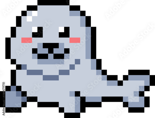 Cute Seal Pixel Art Ocean Animal