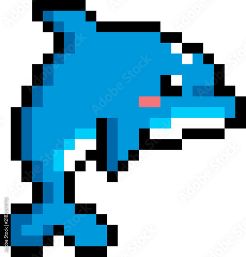 Cute Dolphin Pixel Art Ocean Animal