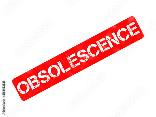 Foto Red obsolescence rubber stamp icon, grunge textured ink imprint, obsolete techno