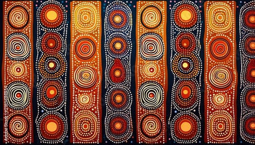 australian aboriginal art concept abstract theme of australian indigenous aboriginal art dot painting vertical boards with diverse design cultural traditional art concept ai abstract image