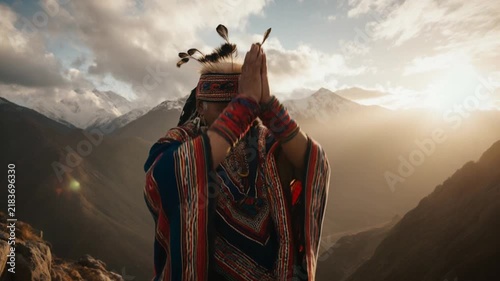 Inca Indigenous People in Andes Mountains Peru