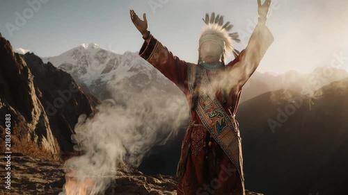 Inca Indigenous People in Andes Mountains Peru