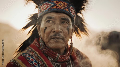 Inca Indigenous People in Andes Mountains Peru
