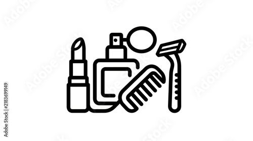 Cosmetic and Personal Care Items Icon Set.