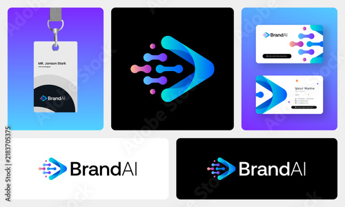 Modern Futuristic SaaS Technology Logo Design Featuring Colorful Gradient Symbols and Digital Innovation  Brand Identity.